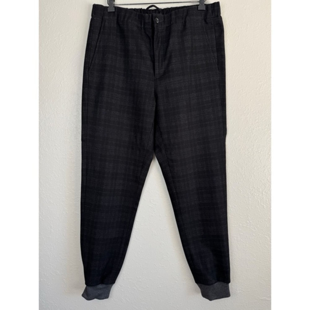 Vince wool blend black gray plaid jogger pants 34 - Picture 2 of 12